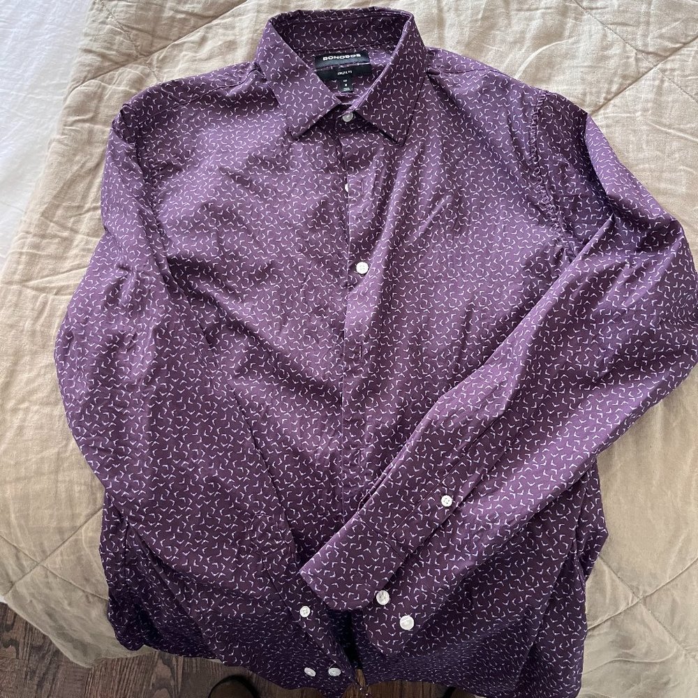 Patterned Bonobos Casual Dress Shirt, Stretch Tech